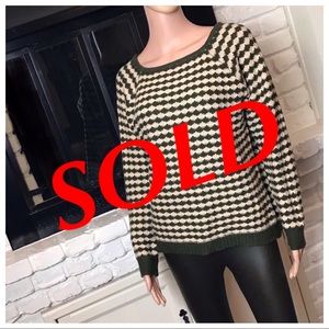 Francesca’s Dina Be Green/Cream Striped Sweater